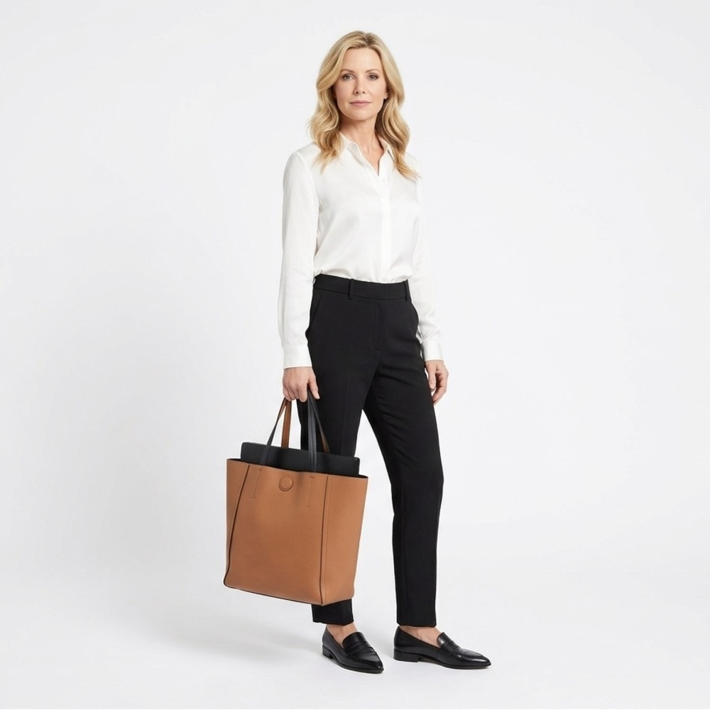 β
NWOT Professional Laptop Tote - Magnetic Closure - Tan & Black